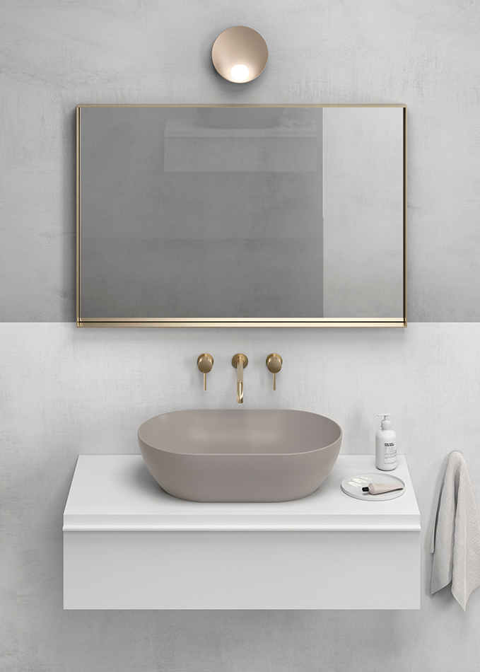 Lavabo ad appoggio ovale colorato opaco tortora