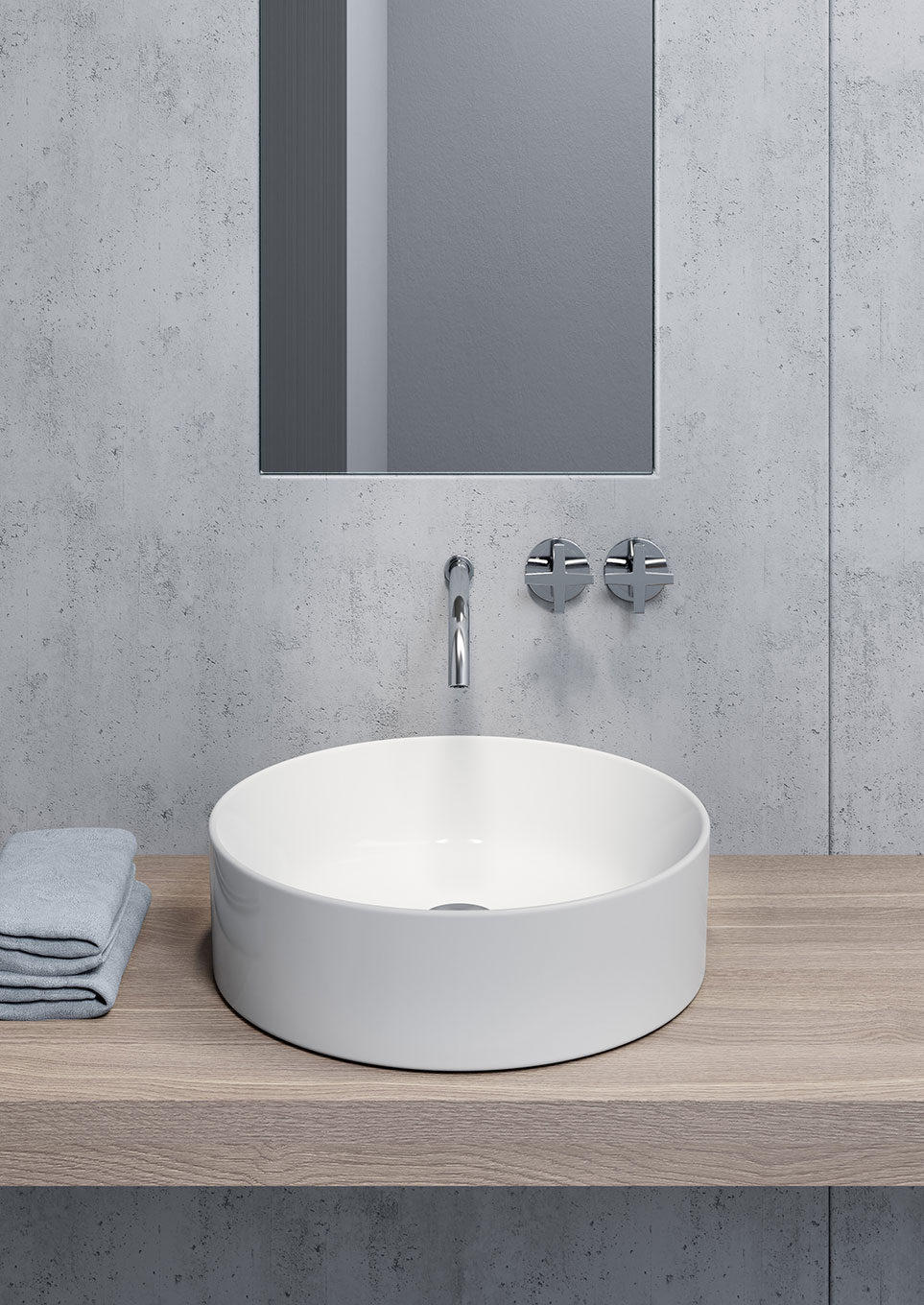 Lavabo da appoggio tondo colore bianco opaco